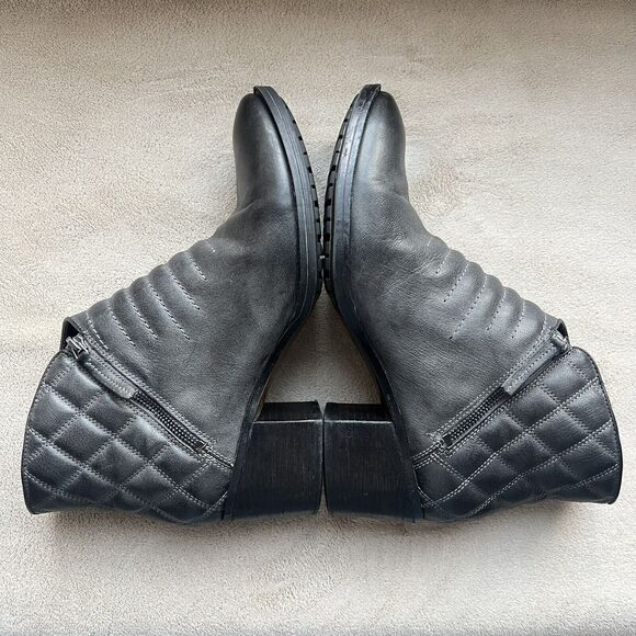 Clarks Narrative Movie Retro Black Leather Boot Women 10 M Side Zip Block Heel - Picture 5 of 16